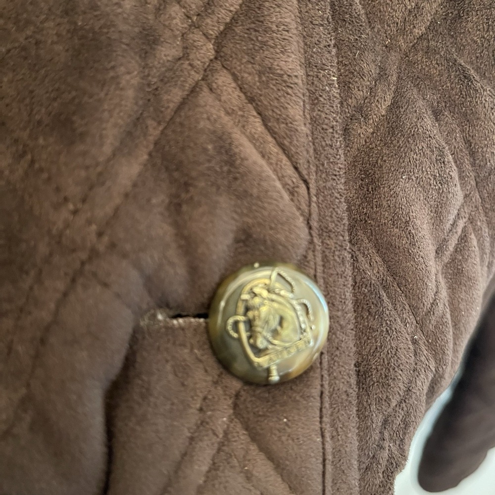 Lauren Ralph Lauren Womens XL Quilted Velvet Velour Brown Barn Coat Jacket - Picture 5 of 9